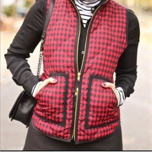 J Crew Gingham Plaid Down Puffer Vest size M